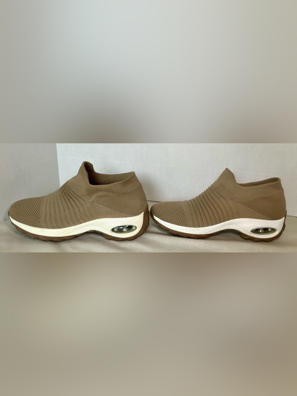 STQ Women's Walking Shoes Slip on Breathable Sneakers Taupe US SIZE 9